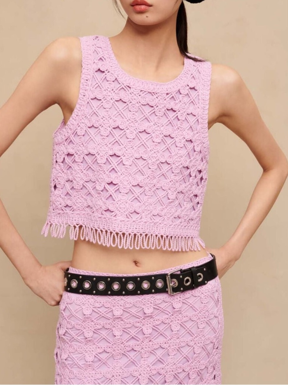 Maje lilac purple crochet knit top size 1